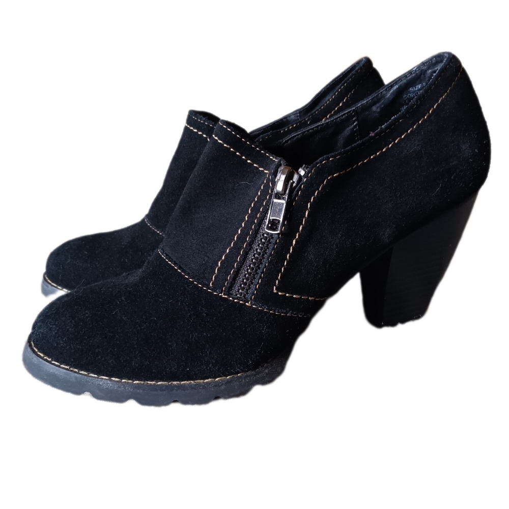 🖤 Ruff Hewn Black Suede Leather Cordoba Heels Mules Clogs 7.5 Slip On Shoes